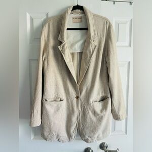 Free People Linen Longline Blazer